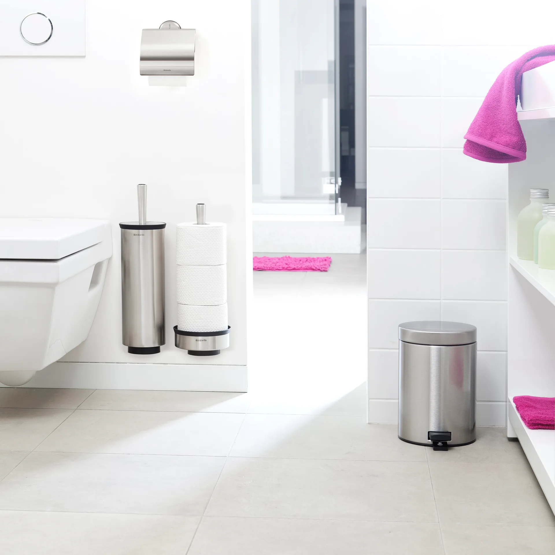 Porte goupillon avec brosse Profile, acier mat Brabantia