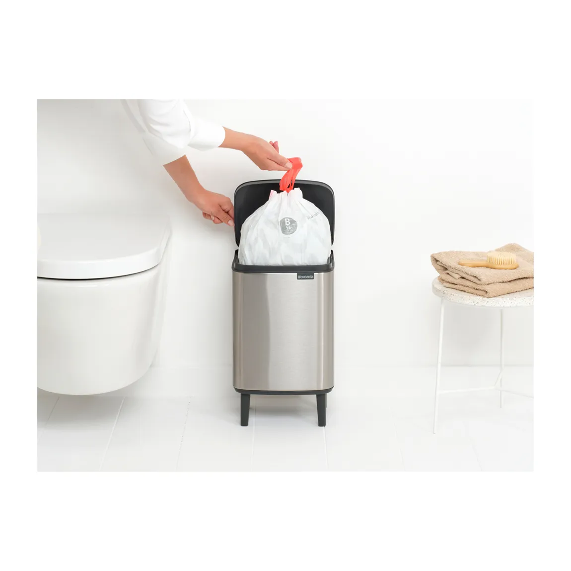 Poubelle haute Bo 7 L, Acier brossé mat Brabantia