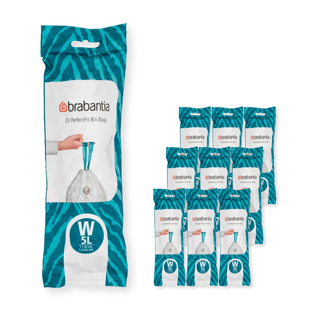 Brabantia Sac poubelle Brabantia PerfectFit 200 sacs Modèle W, 5 L