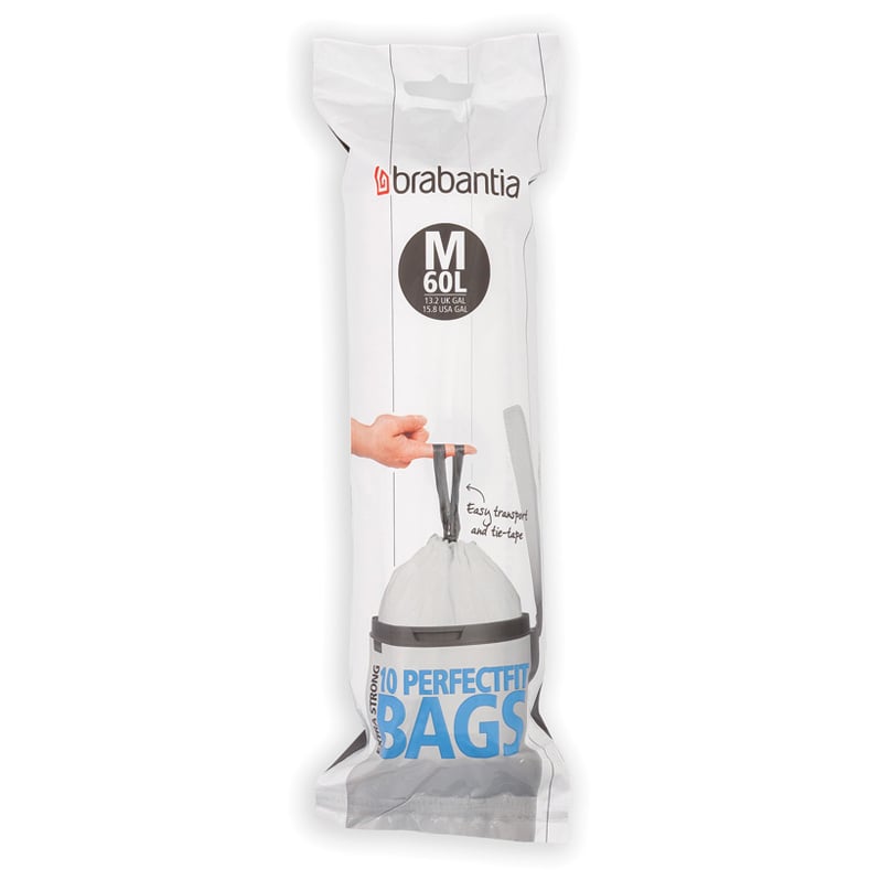 Brabantia Sacs poubelle Brabantia 60 liter | Design Scandinave | Poubelles à pédale | Blanc