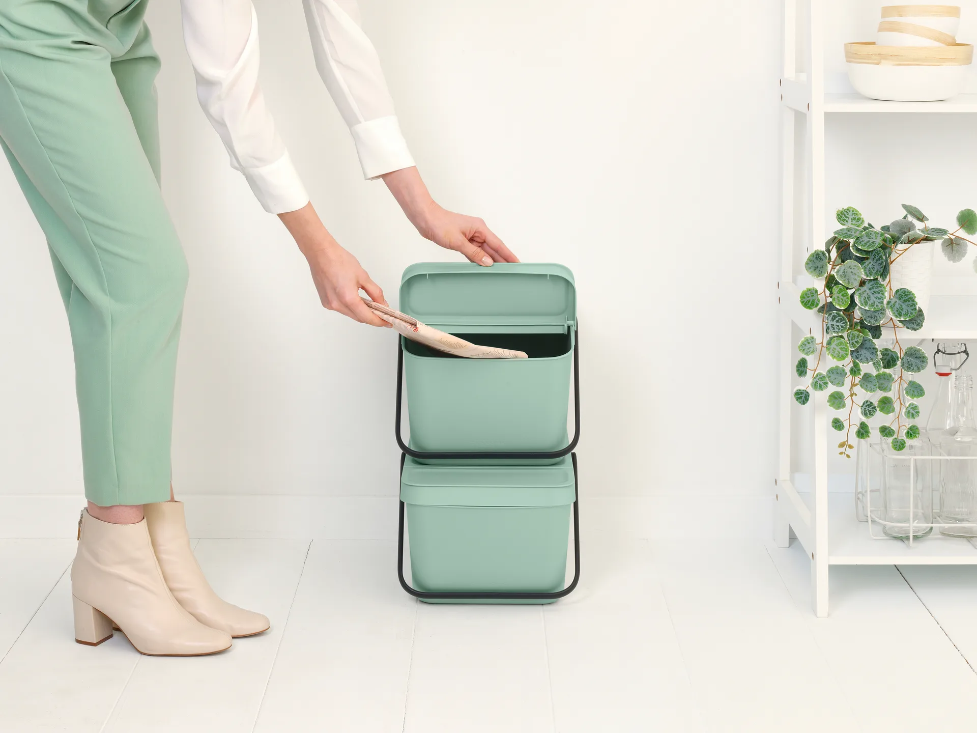 Seaux à déchets 20L empilables Sort & Go, Vert jade Brabantia