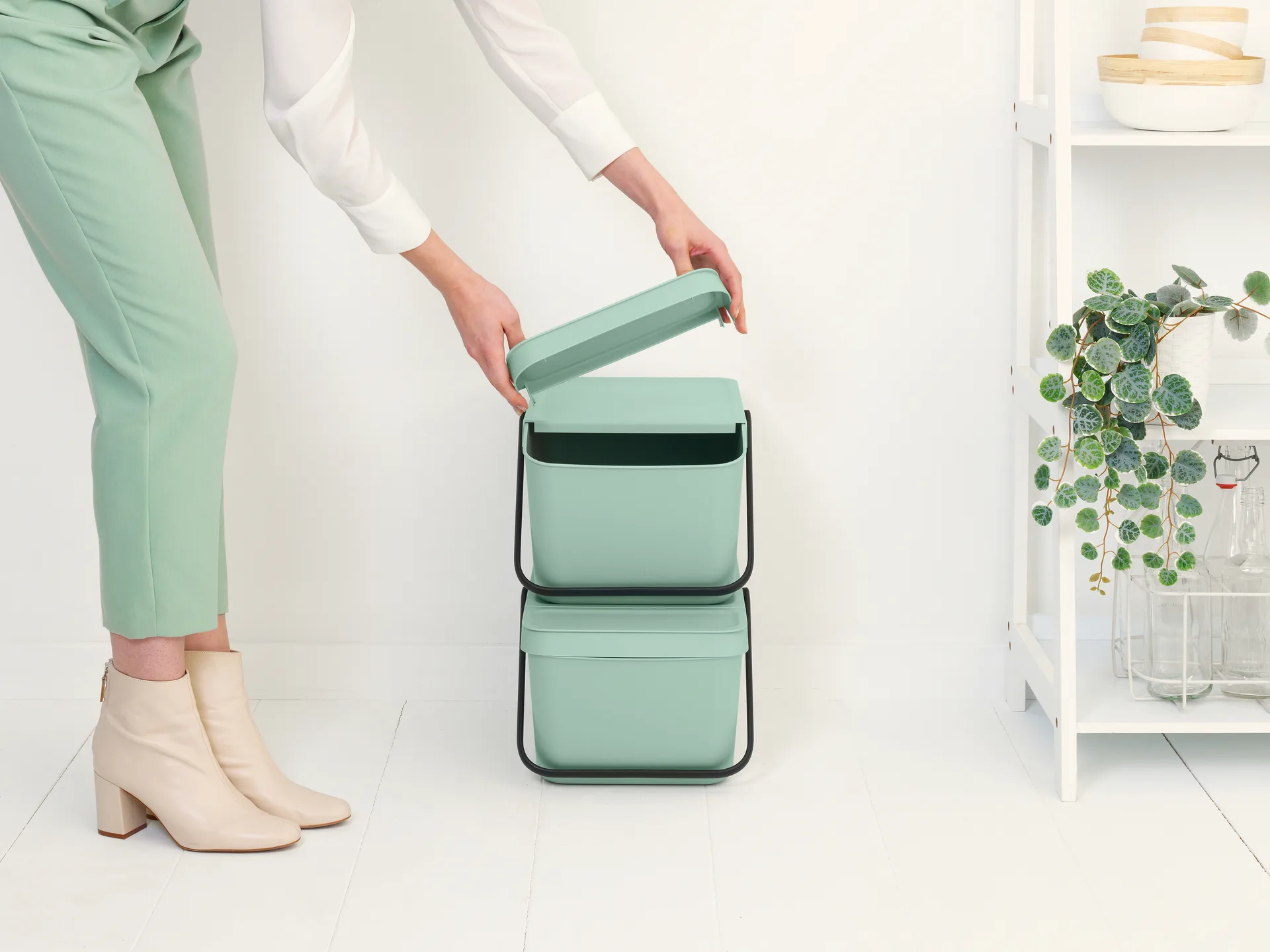 Seaux à déchets 20L empilables Sort & Go, Vert jade Brabantia
