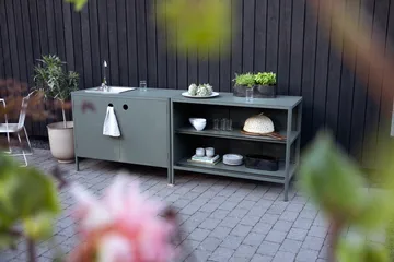 Banc de cuisine d’extérieur Kelia avec étagères - Anthracite, 121x91x64 cm - Brafab