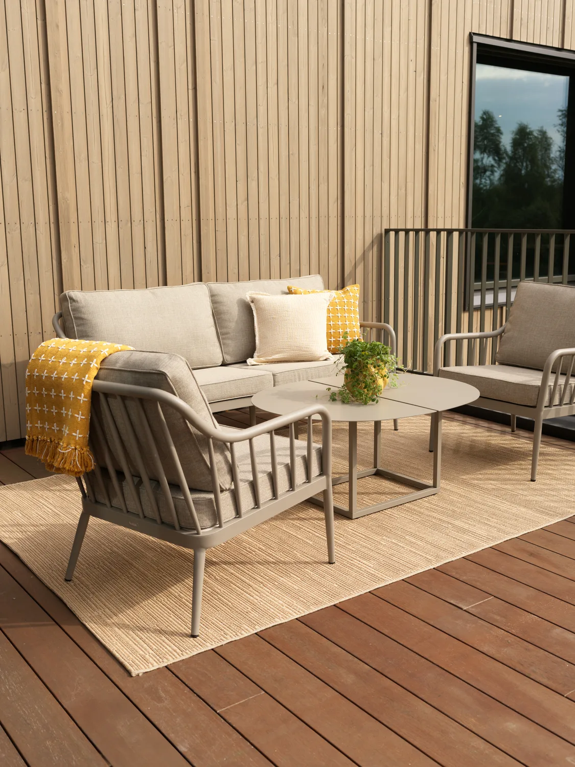 Canapé Coleville, Khaki-burlap beige, 3 places Brafab