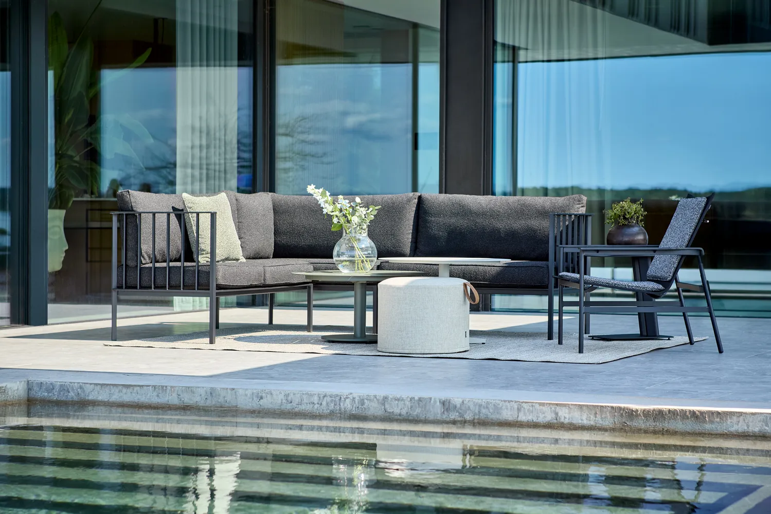 Canapé modulaire Upper coin, Noir-teddy black Brafab