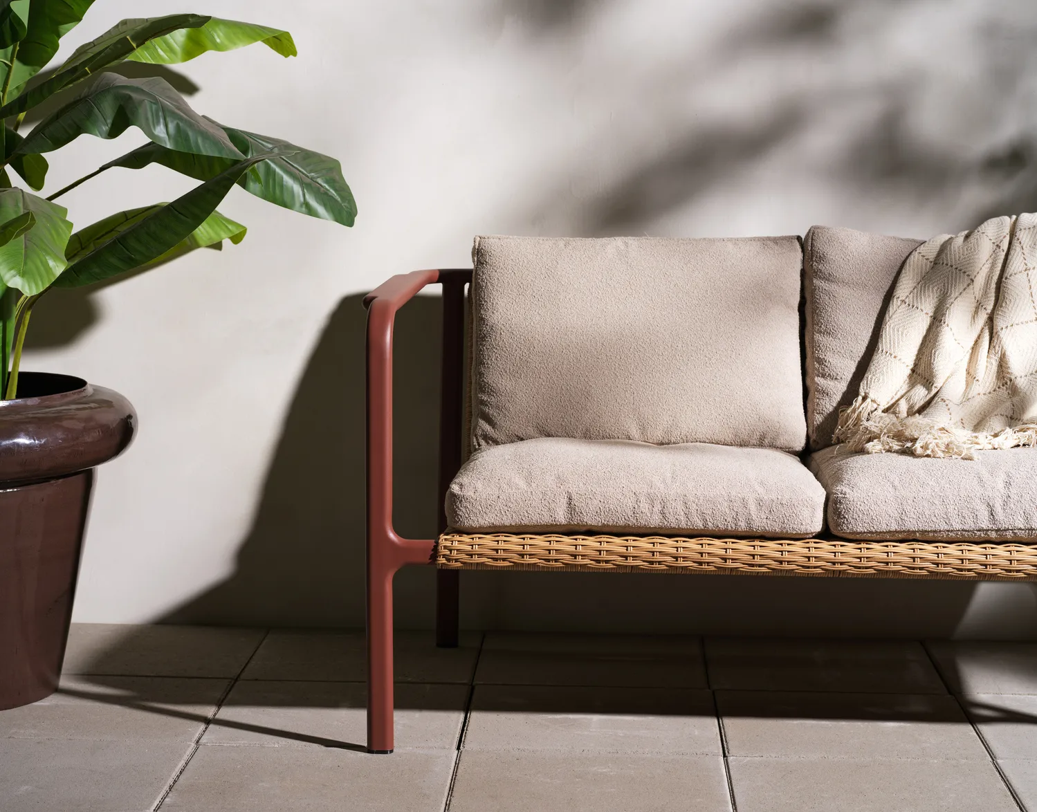 Canapé Motty, Zin red-teddy beige, 2-places Brafab