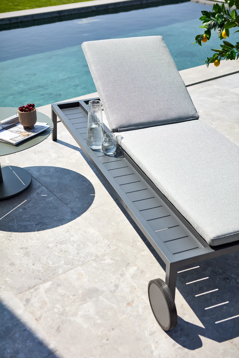 Chaise longue Samvaro 218x92 cm, Anthracite-pearl grey Brafab