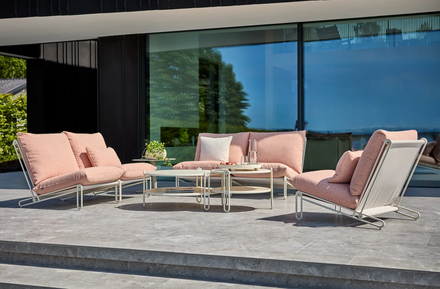 Fauteuil lounge Blixt, Pearl white-teddy orange Brafab