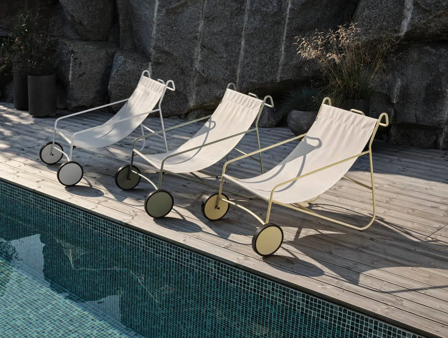 Fauteuil lounge Poul Chair, Dusty green-blanc Brafab