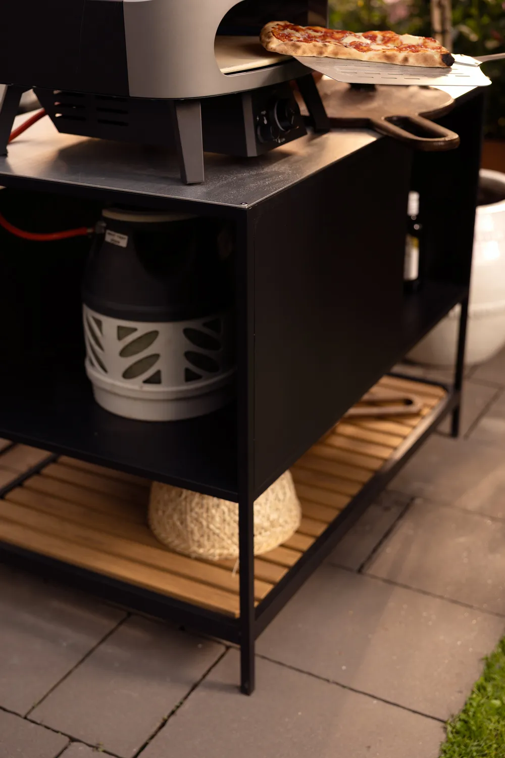 Meuble bas de cuisine d'extérieur Prep 110x90x70 cm, Noir Brafab