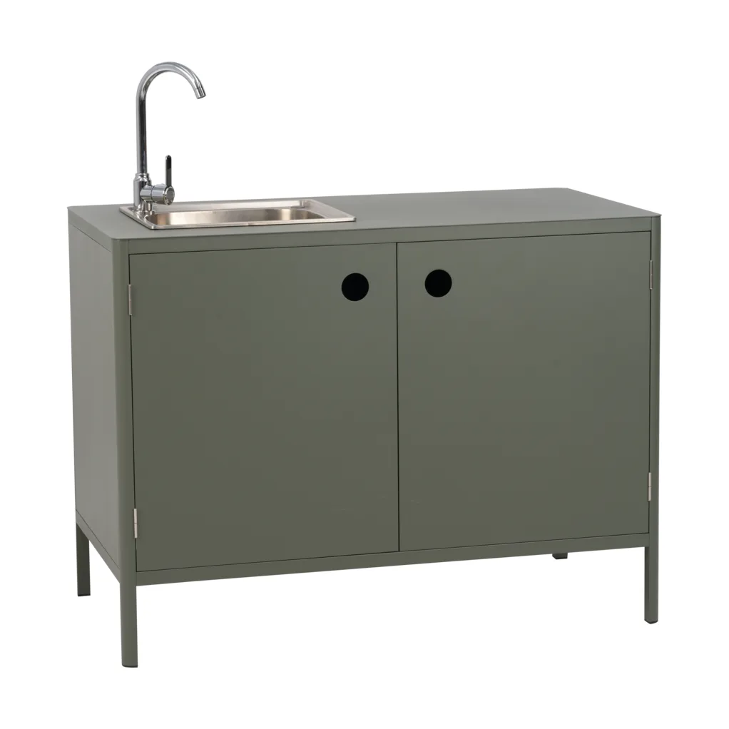 Meuble bas d’extérieur Kelia avec évier, Nordic green, 121x90x64 Brafab