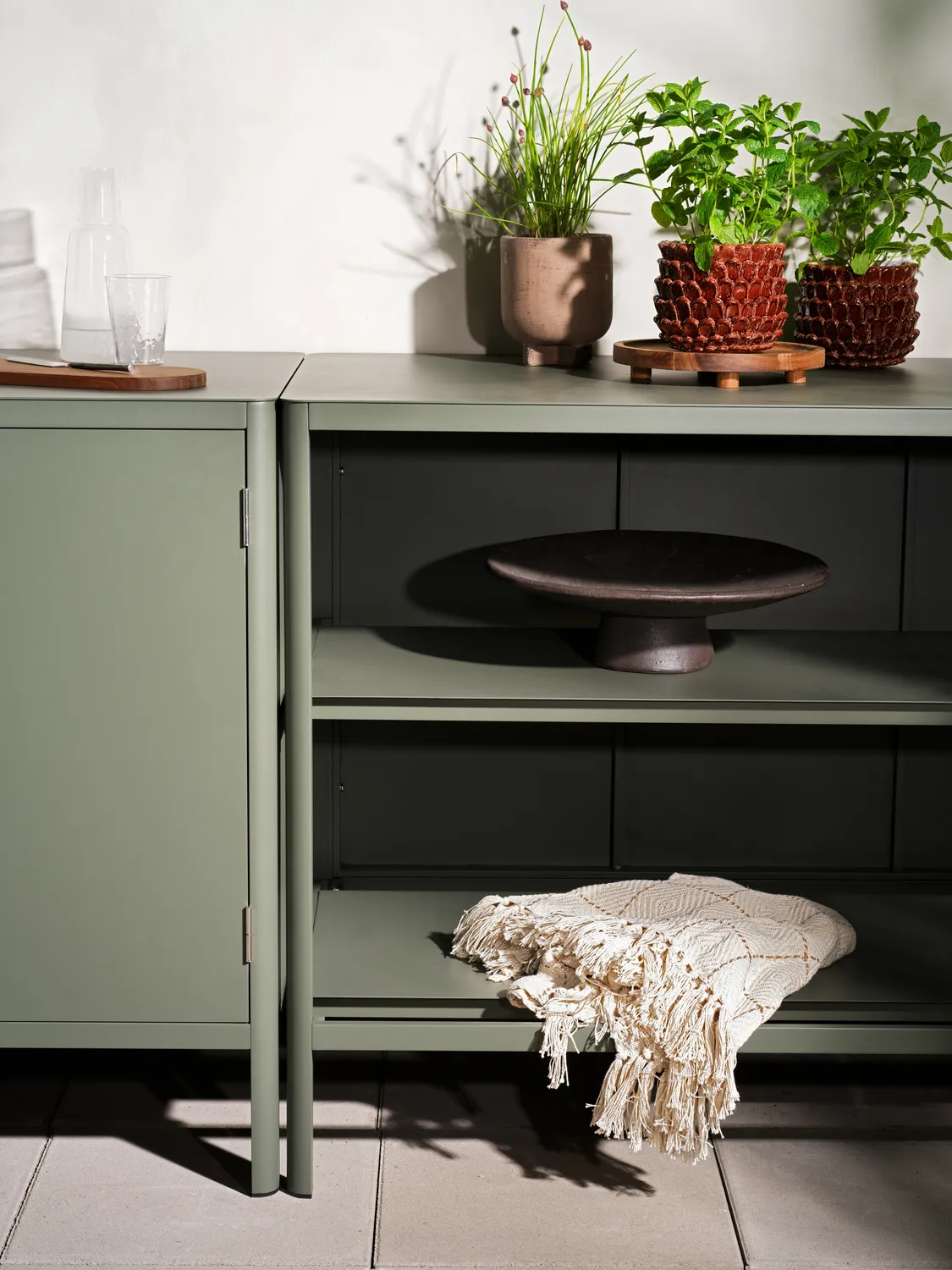 Meuble bas d’extérieur Kelia avec évier, Zin red, 121x90x64 Brafab