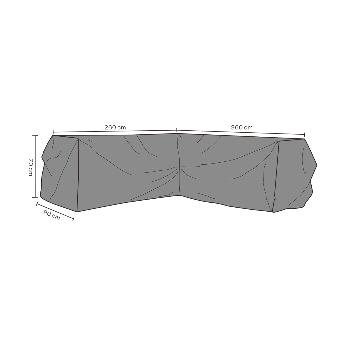 Brafab Protection de meuble Brafab canapé d’angle Noir 260 cm