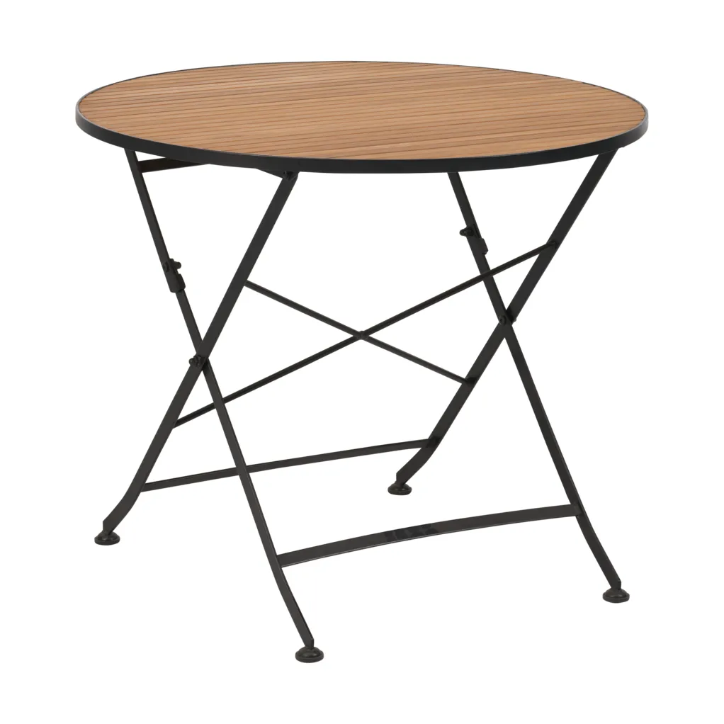 Table à manger Brewer, Noir-teck, Ø85 cm Brafab
