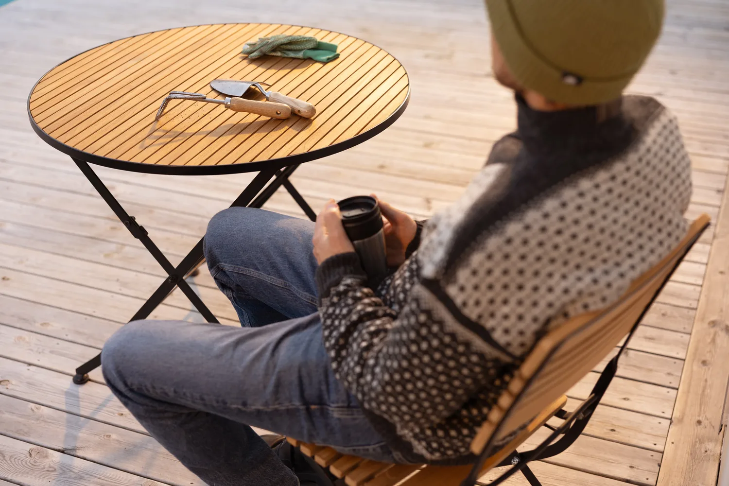 Table à manger Brewer, Noir-teck, Ø85 cm Brafab
