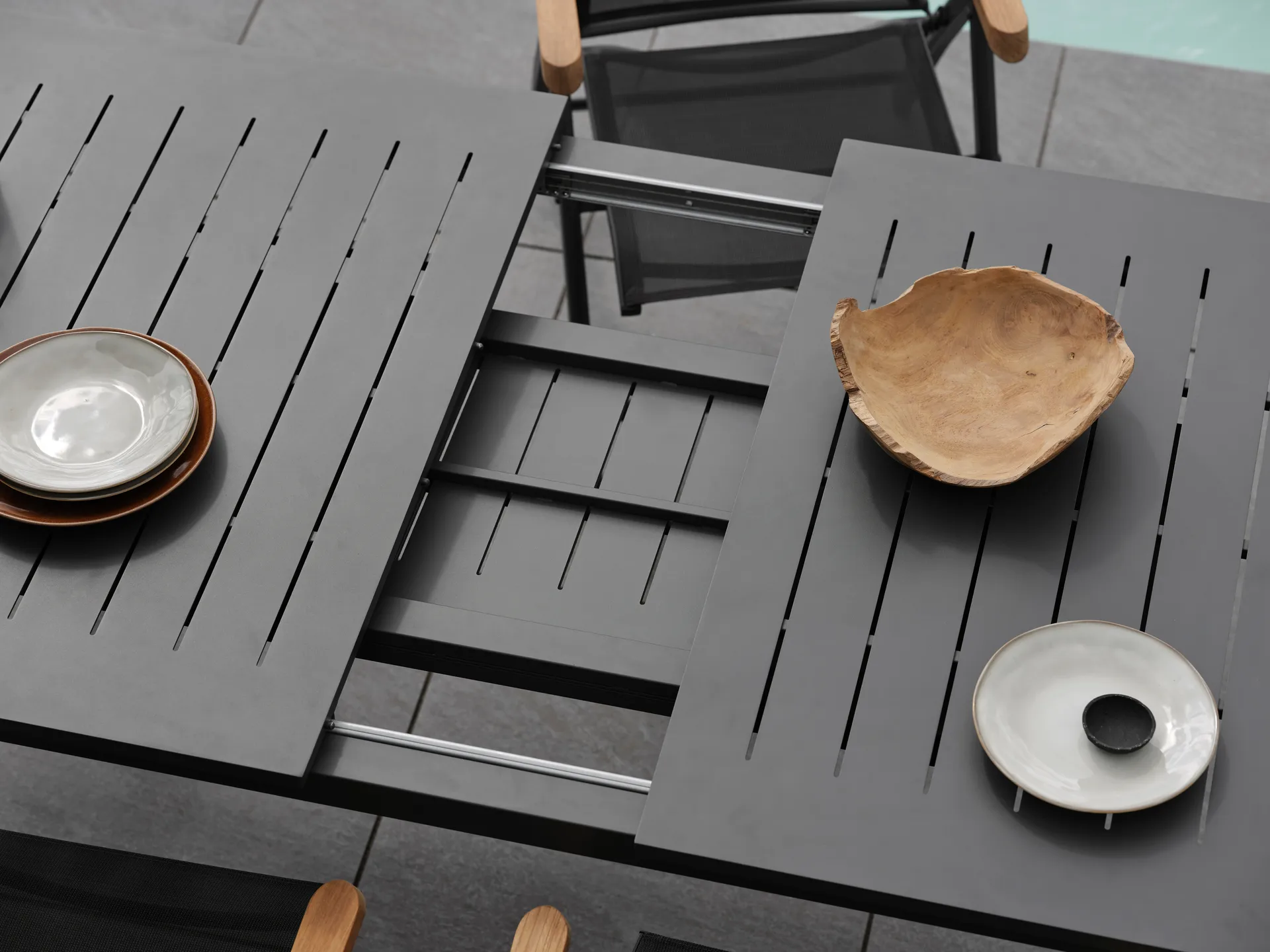 Table à manger extensible Lomma, Anthracite XL 260-380 cm Brafab