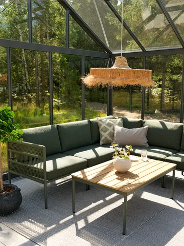 Table basse Reno - Nordic green-natural wood, 110x70 cm - Brafab