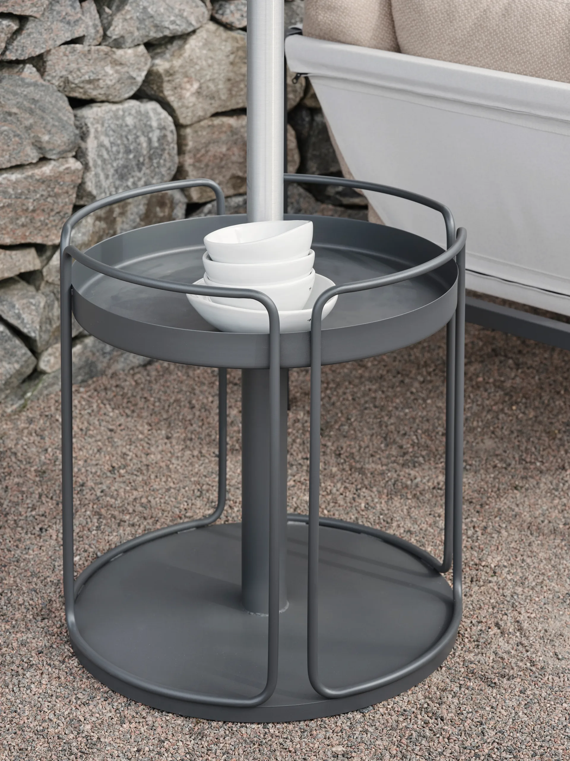 Table d'appoint et pied de parasol Shady, Anthracite Brafab