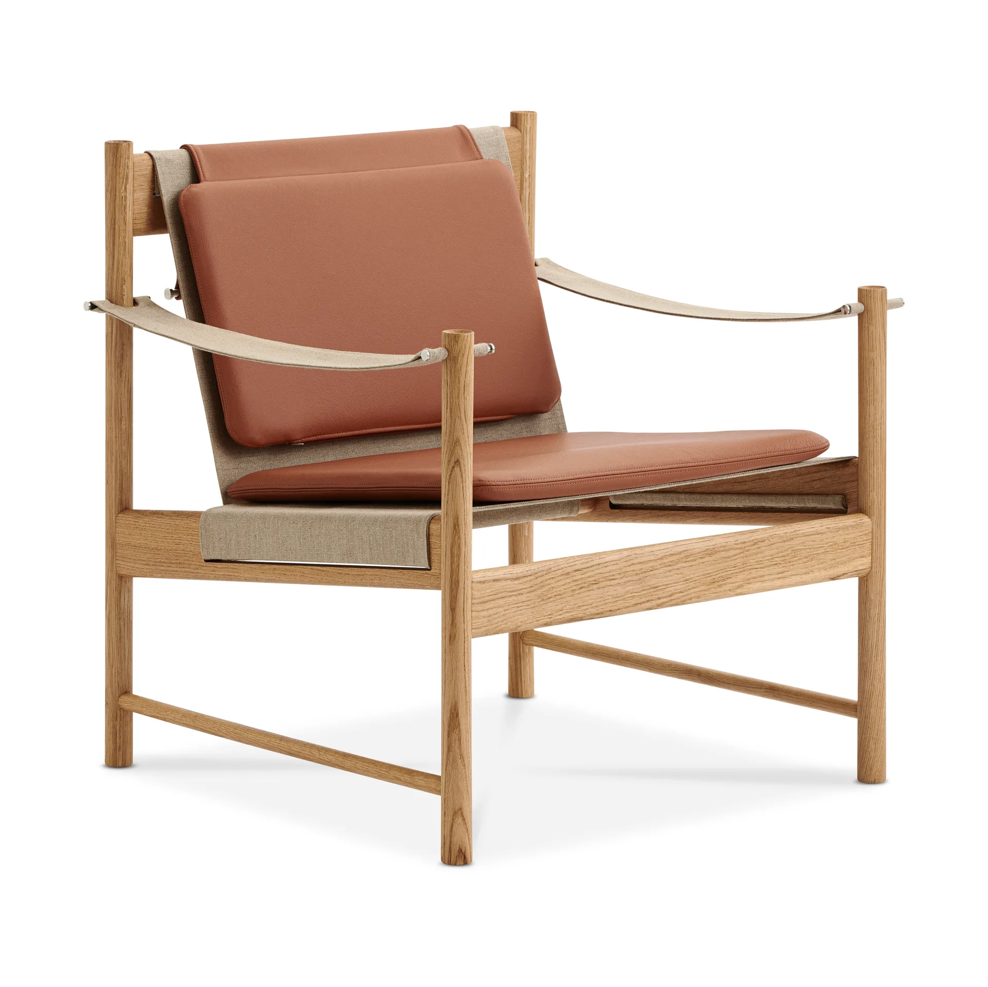 Chaise longue HB, Chêne huilé-cuir Brandy Brdr. Krüger