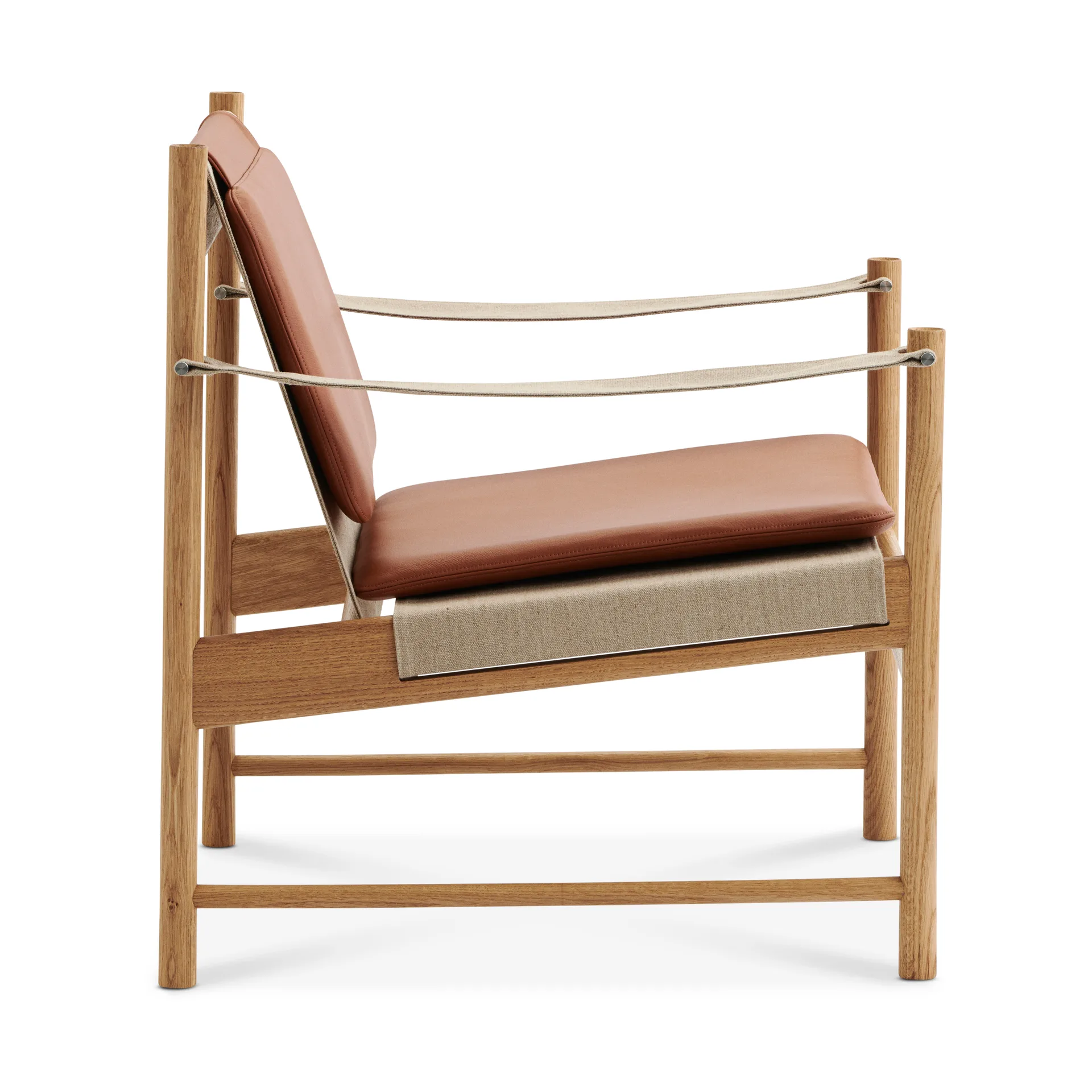 Chaise longue HB, Chêne huilé-cuir Brandy Brdr. Krüger