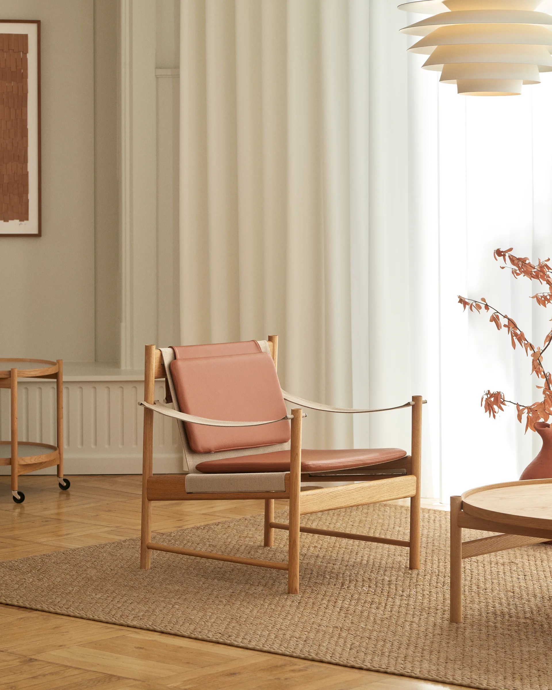 Chaise longue HB, Chêne huilé-cuir Brandy Brdr. Krüger