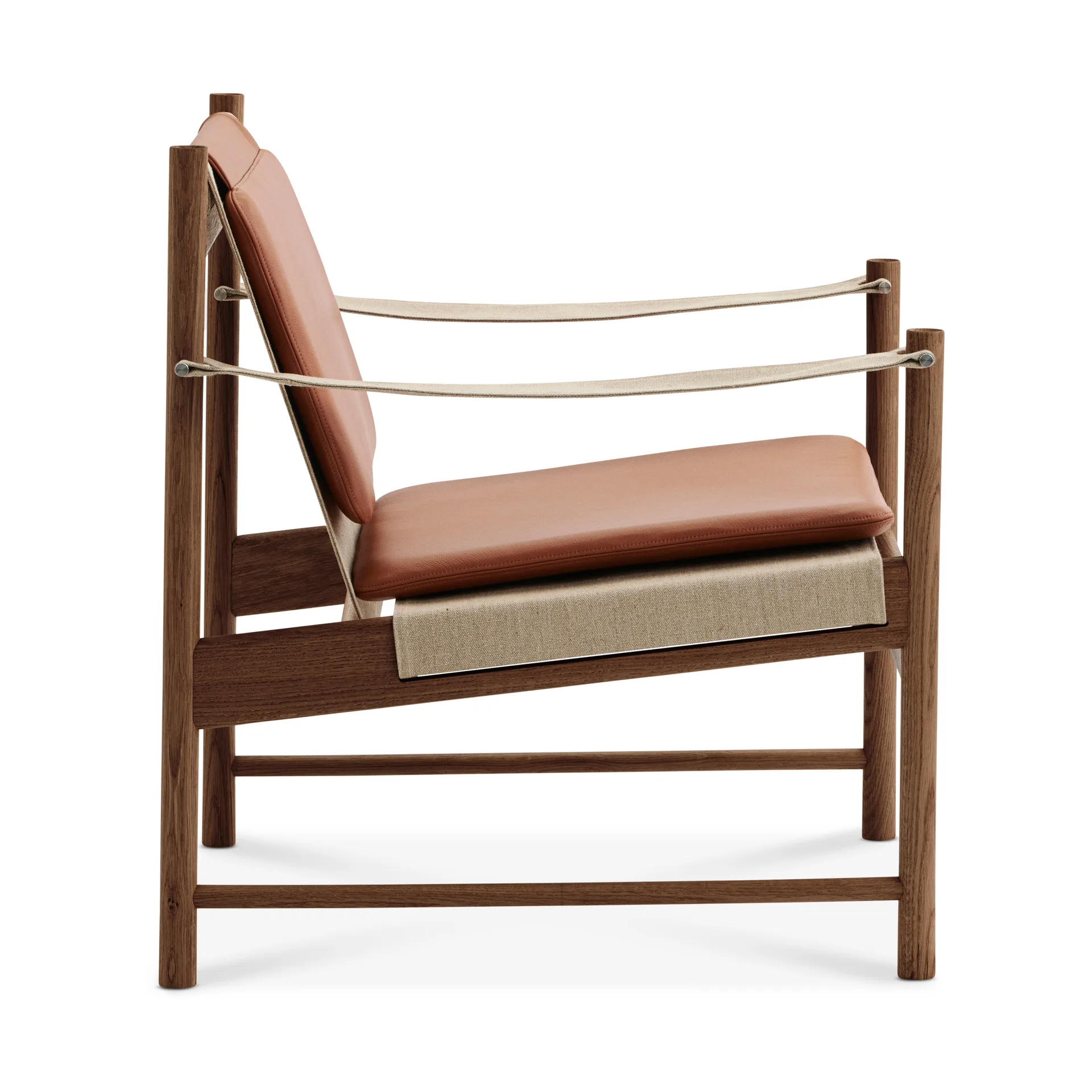 Chaise longue HB, Chêne huilé fumé-cuir Brandy Brdr. Krüger