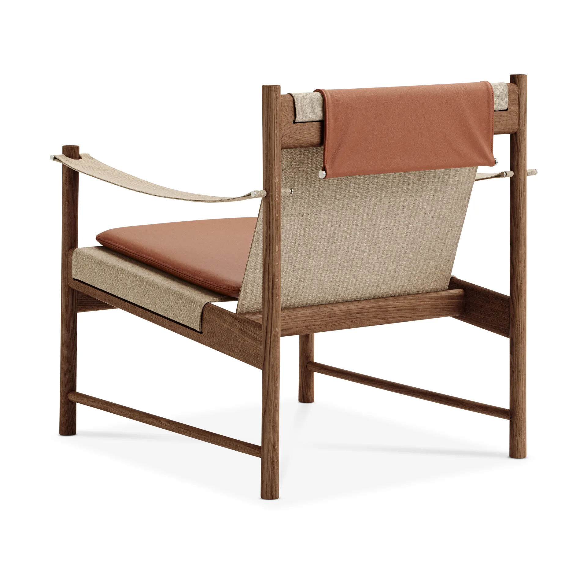 Chaise longue HB, Chêne huilé fumé-cuir Brandy Brdr. Krüger