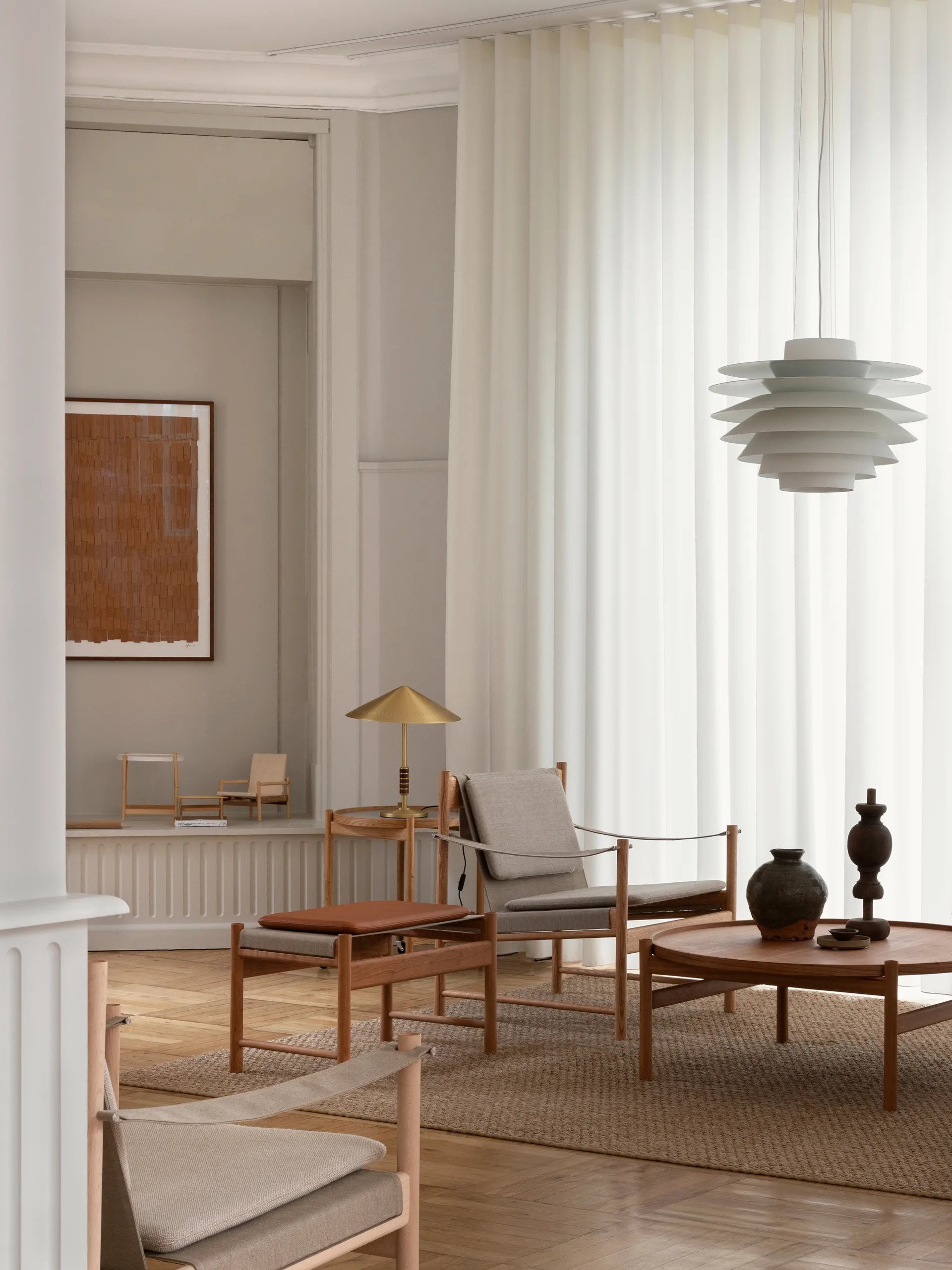 Chaise longue HB, Chêne huilé fumé-toile nature Brdr. Krüger