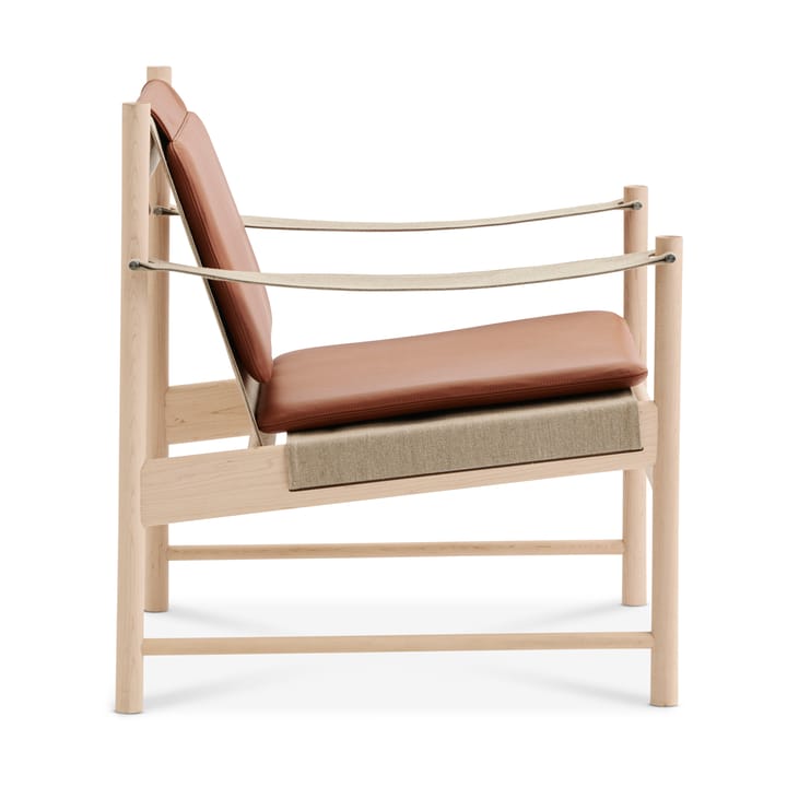 Chaise longue HB, Érable huilé blanc - cuir Brandy Brdr. Krüger