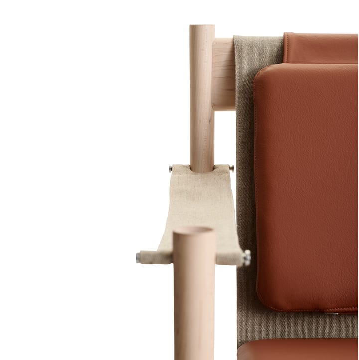 Chaise longue HB, Érable huilé blanc - cuir Brandy Brdr. Krüger