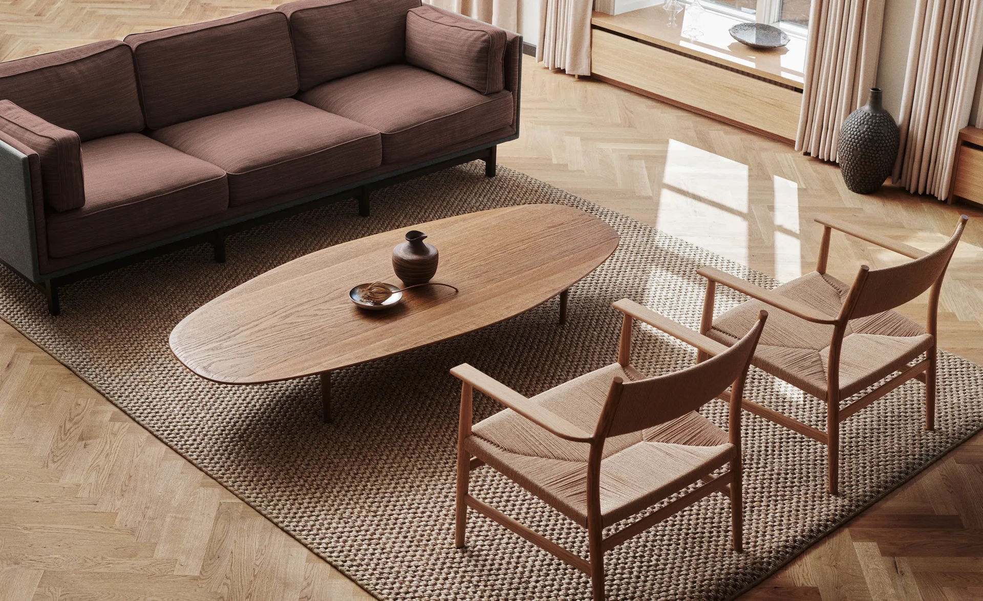 Table basse Jari 80x180 cm, Chêne fumé à l'huile Brdr. Krüger