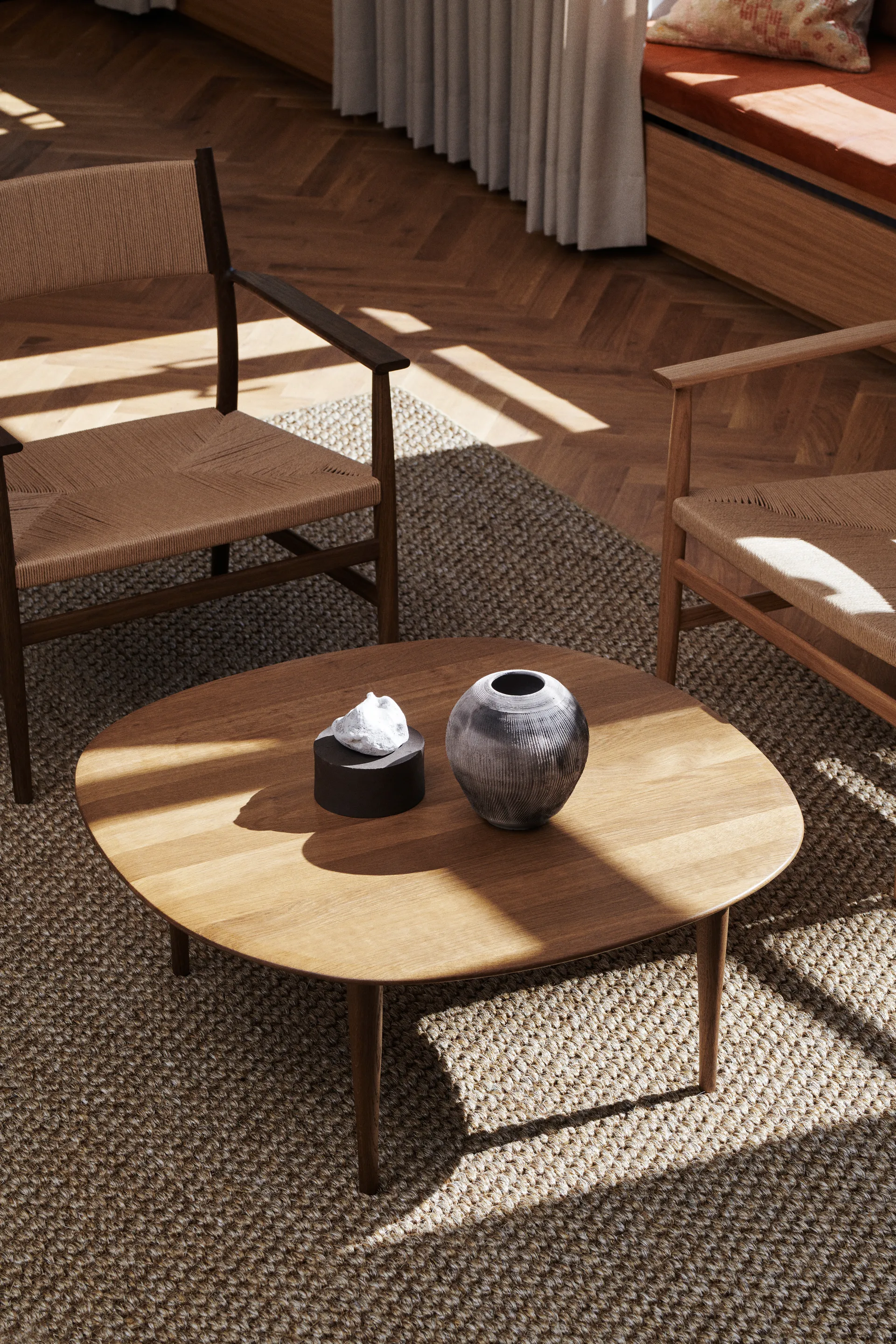 Table basse Jari Ø 85 cm, Chêne huilé fumé Brdr. Krüger