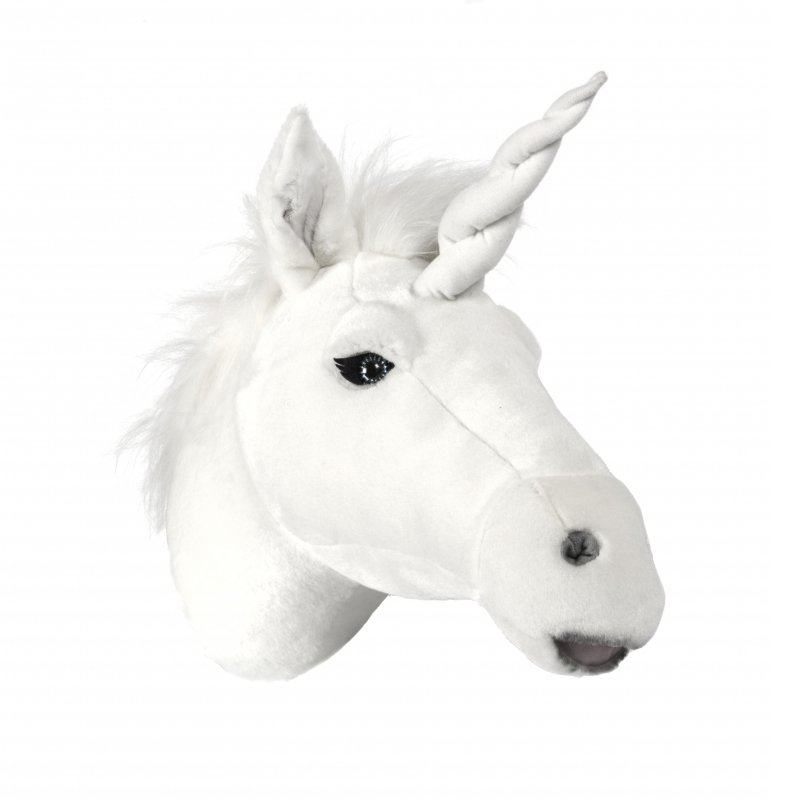 Brigbys Trophée peluche Licorne licorne | Design Scandinave | Accessoires pour chambre d'enfants | Blanc