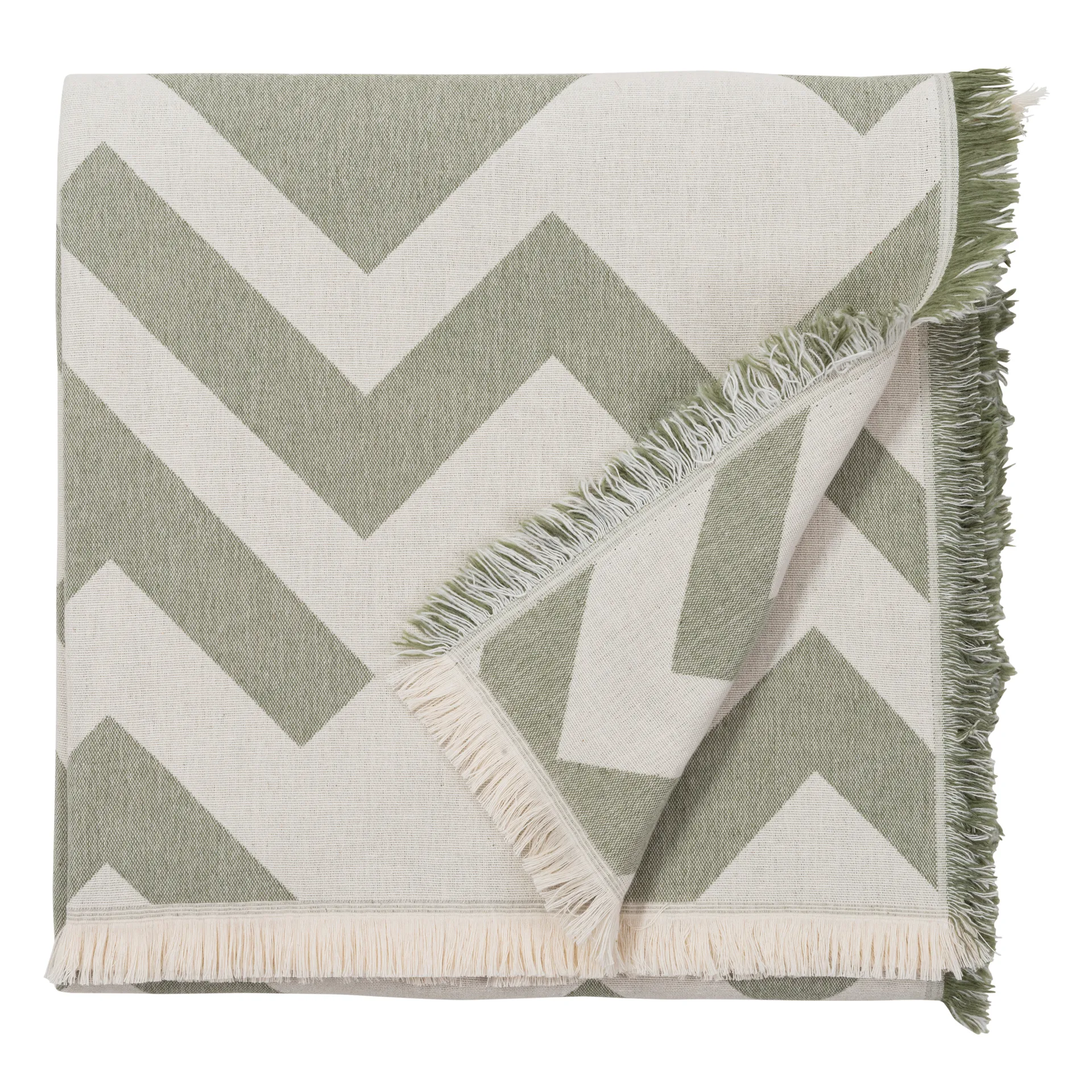 Plaid en coton Florens, Sage (Gris clair) Brita Sweden