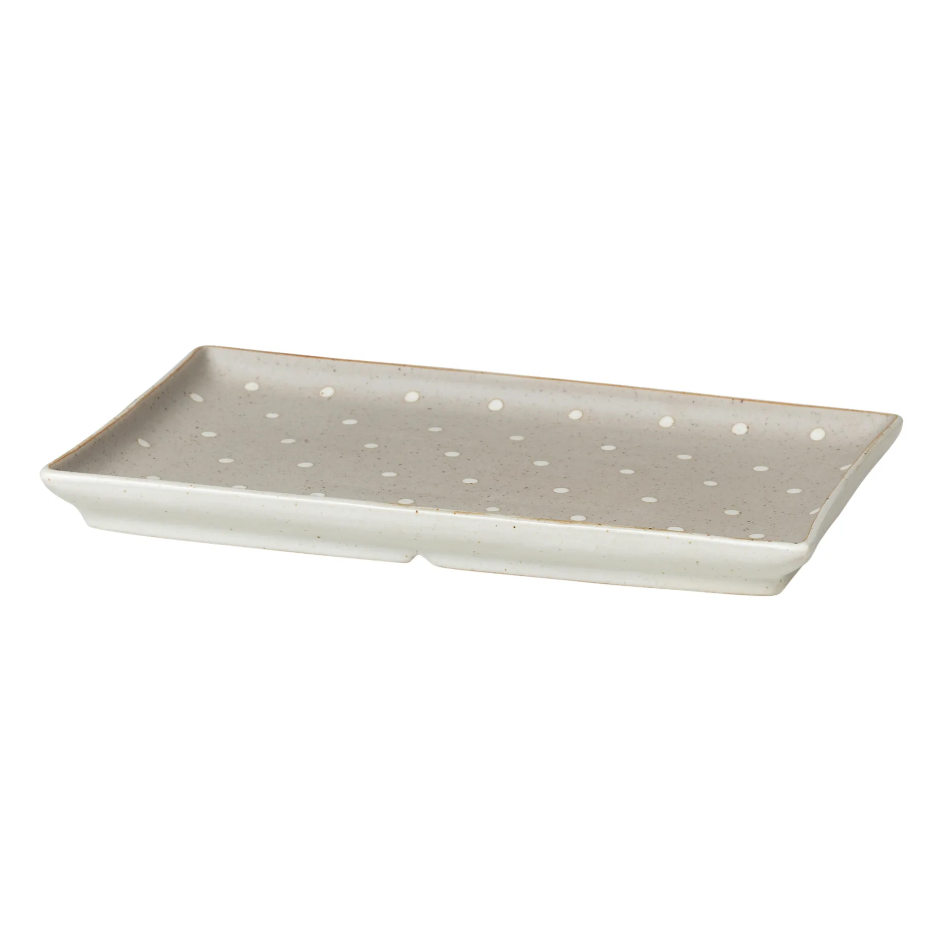 Assiette Eli 17,6x20 cm, Matte soft light grey dots Broste Copenhagen
