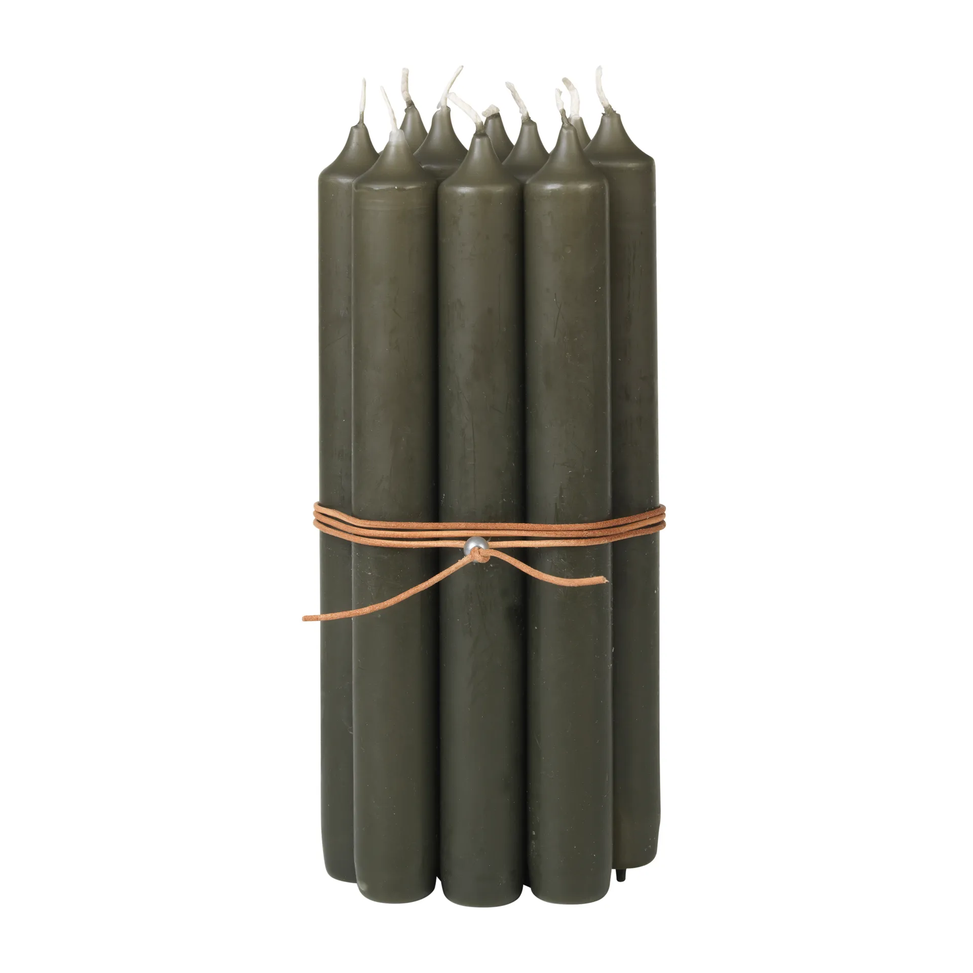 Bougie avec bande en cuir Classic Lot de 10, Grape leaf Broste Copenhagen