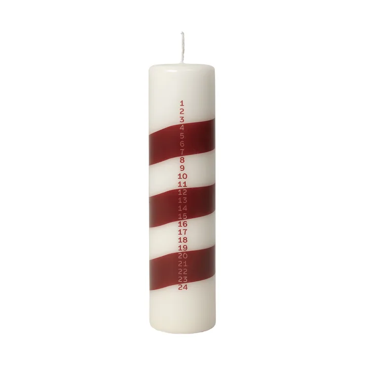 Bougie calendrier Linea - Off White-Burgundy - Broste Copenhagen