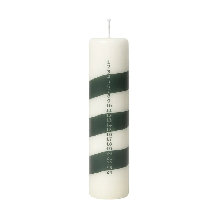 Bougie calendrier Linea - Off White-Dark Green - Broste Copenhagen