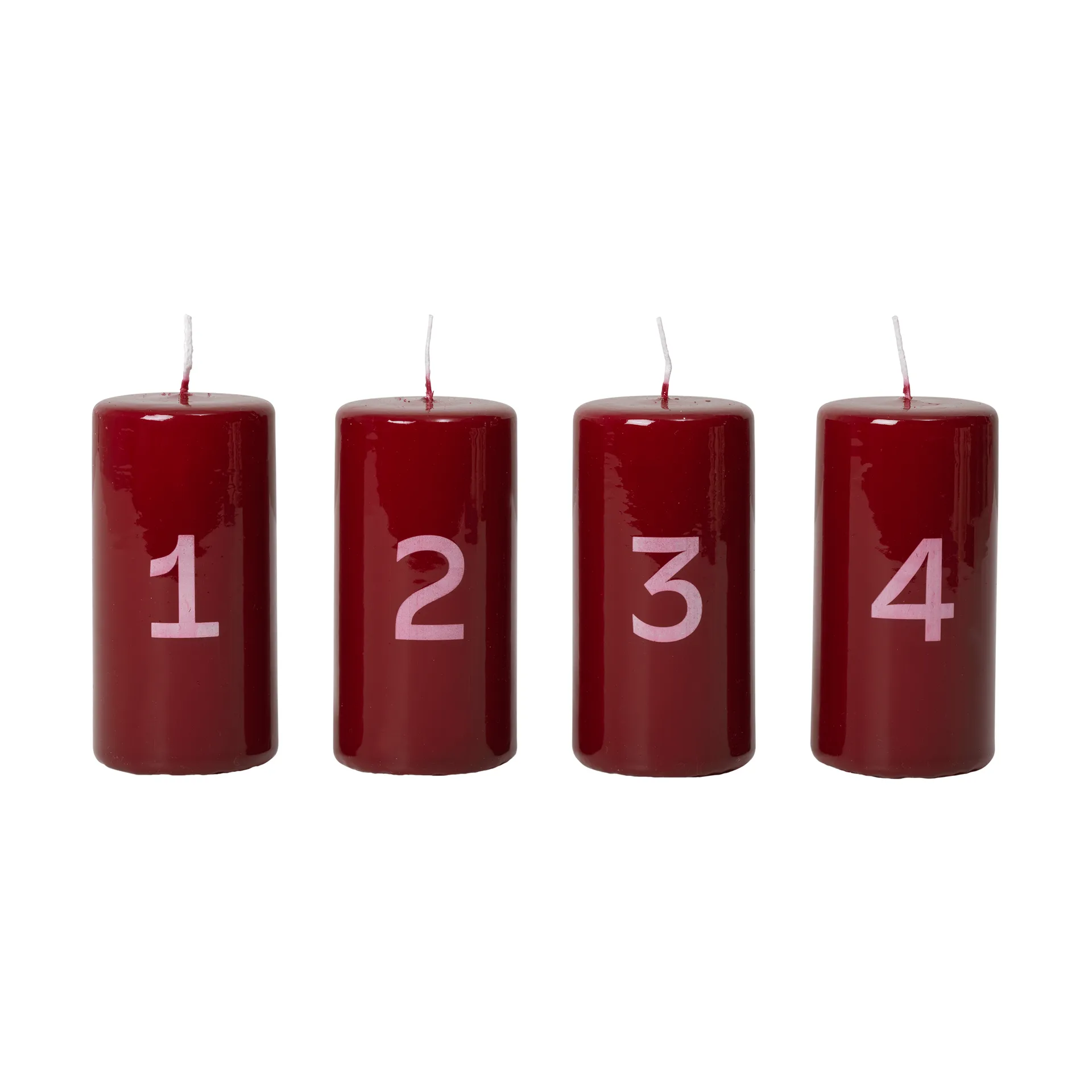 Bougies de l’Avent Broste, Bordeaux-blanc, lot de 4 pièces Broste Copenhagen