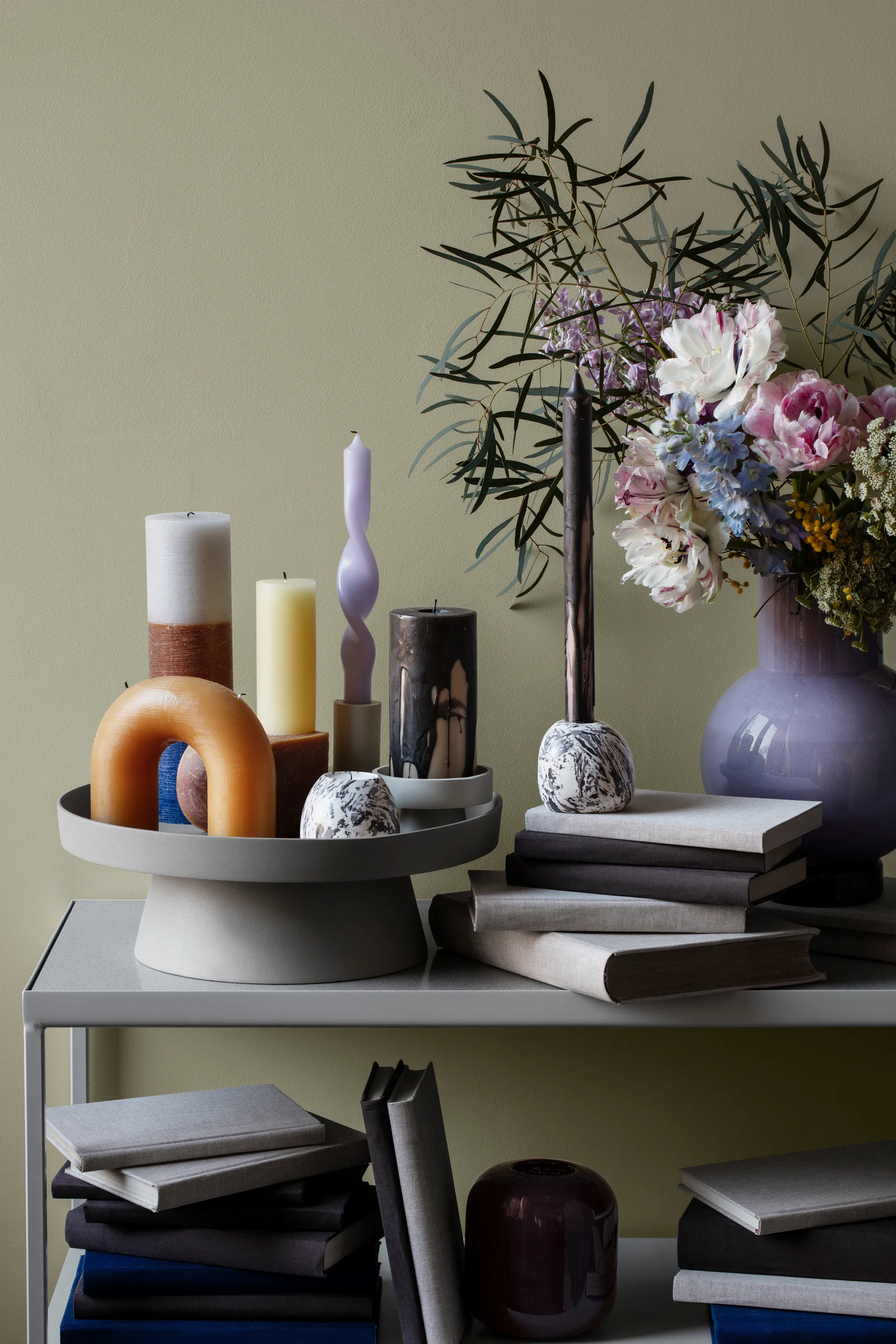 Bougies torsadées Twist twisted candles 23 cm Lot de 2, Orchid light purple Broste Copenhagen