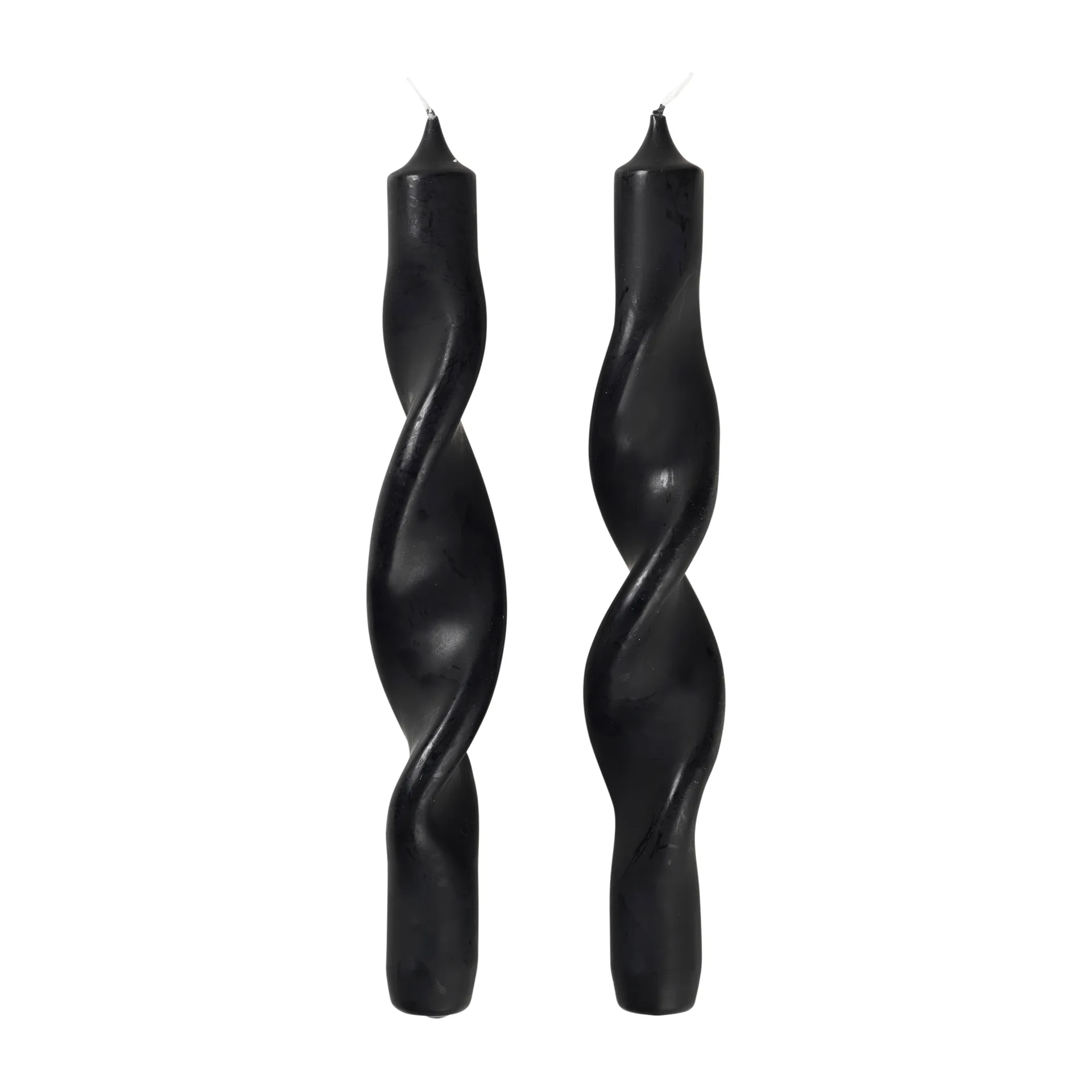 Bougies torsadées Twist twisted candles 23 cm Lot de 2, Simply black Broste Copenhagen