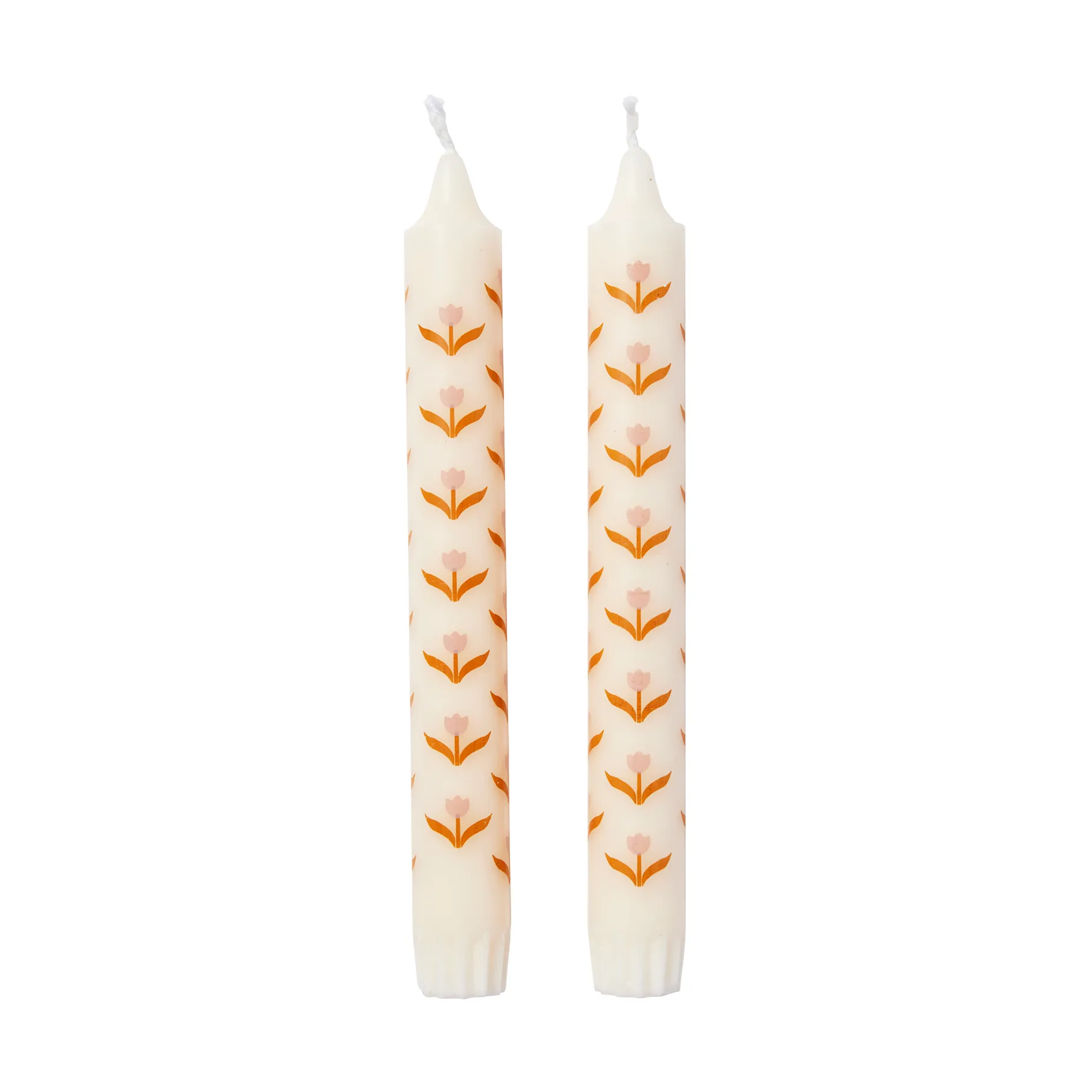 Bougies Tulip 2 pièces, White-soft pink Broste Copenhagen