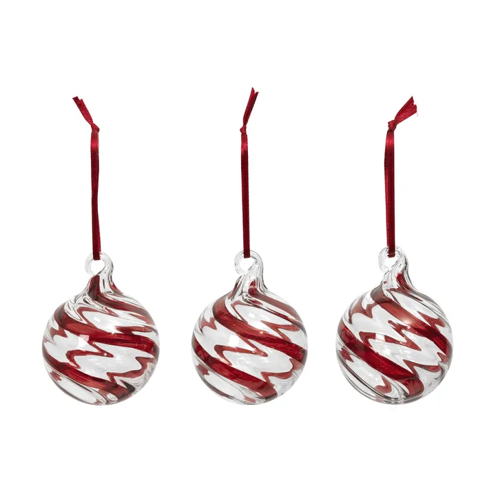 Boule de Noël Swirl - Deep Red-Transparent - Broste Copenhagen