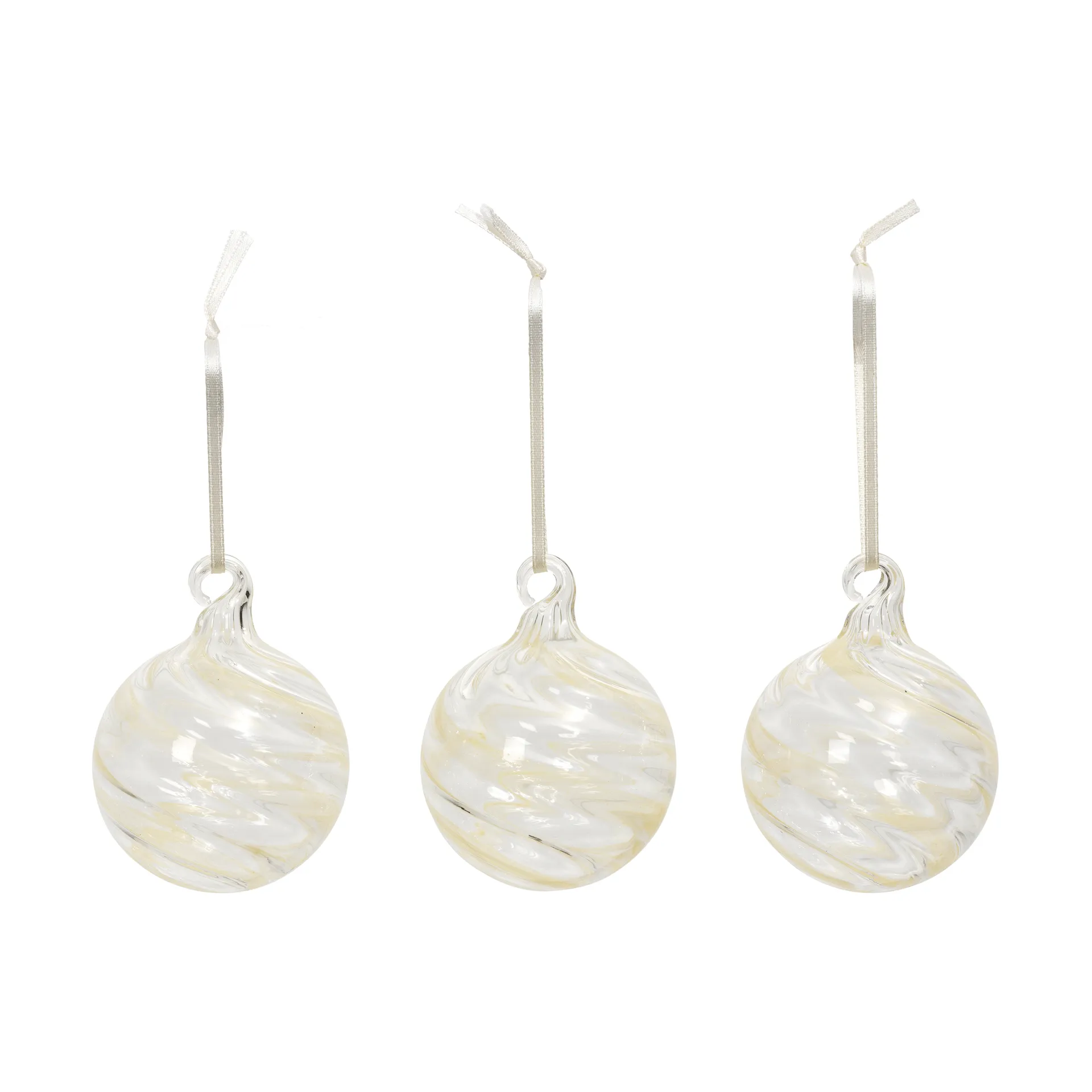 Boule de Noël Swirl, Off White-Clear Broste Copenhagen