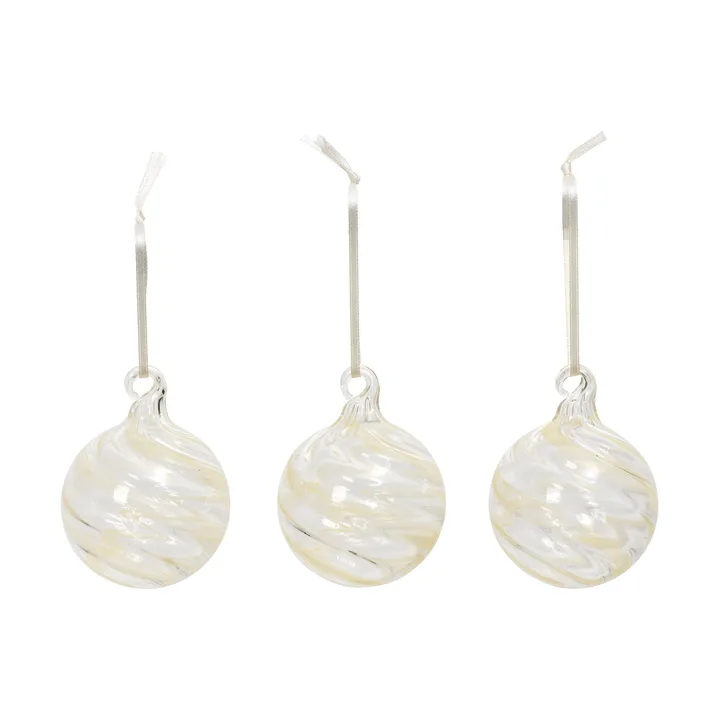 Boule de Noël Swirl - Off White-Clear - Broste Copenhagen