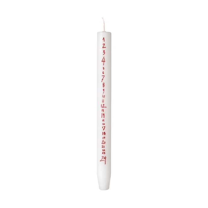 Calendrier bougie manuscrite - Pure White-Red - Broste Copenhagen