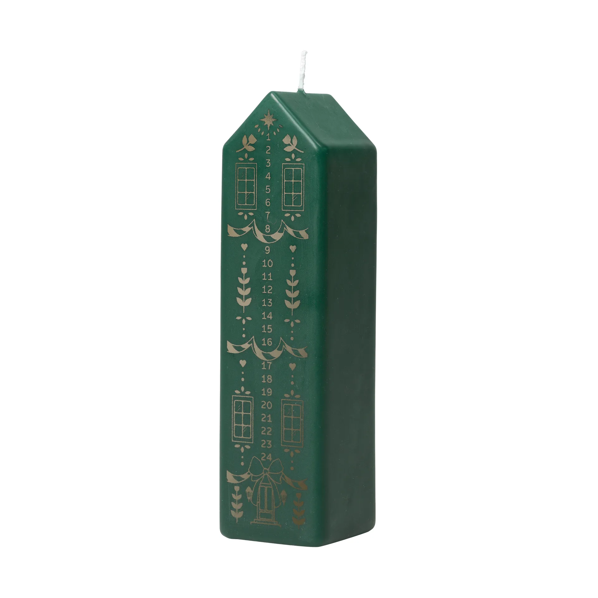 Casa bougie calendrier, Vert foncé-or Broste Copenhagen