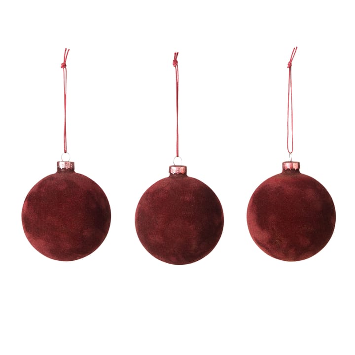 Lot de 3 boules de Noël Alcan - rouge foncé - Broste Copenhagen