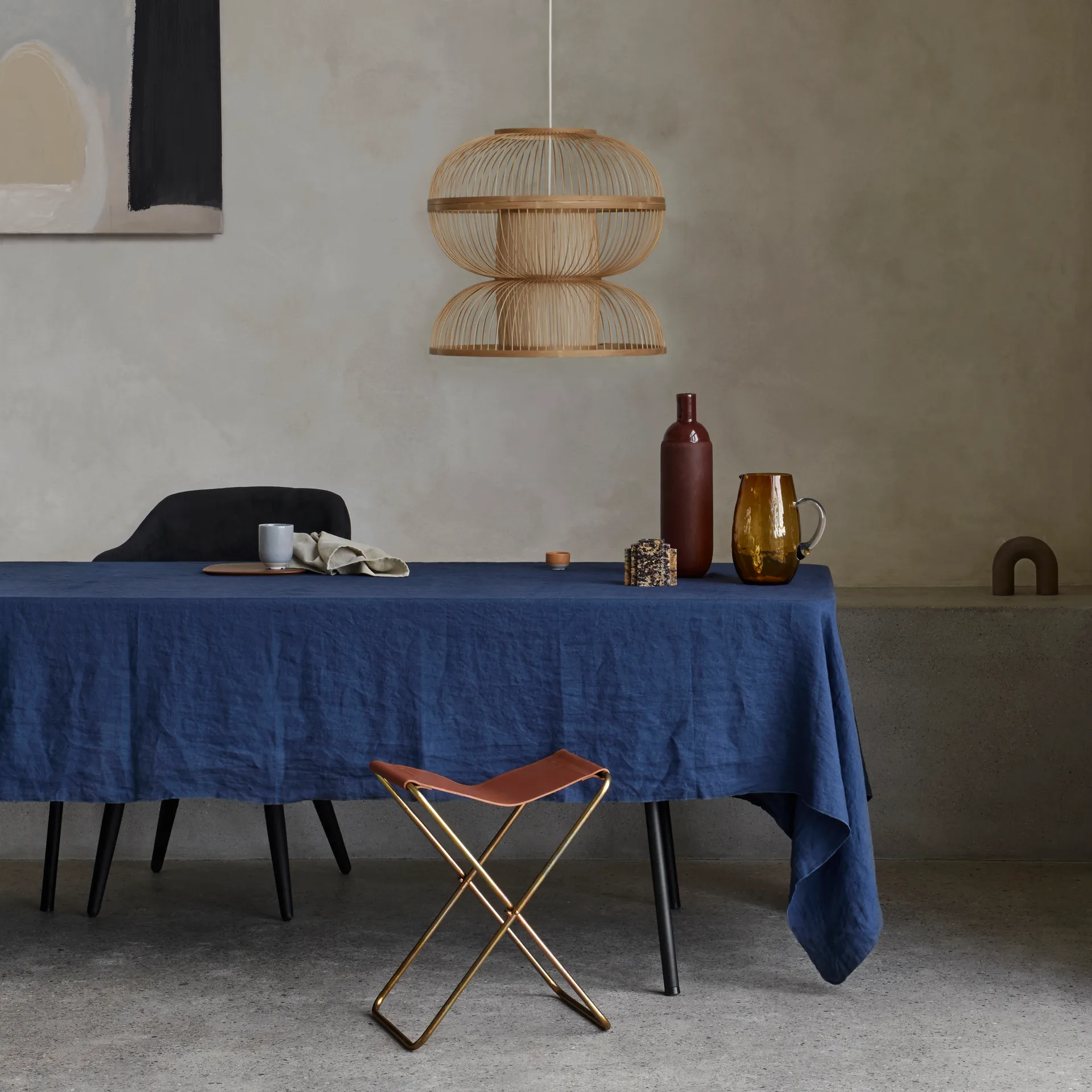 Nappe Gracie 160x300 cm, Bleu foncé Broste Copenhagen