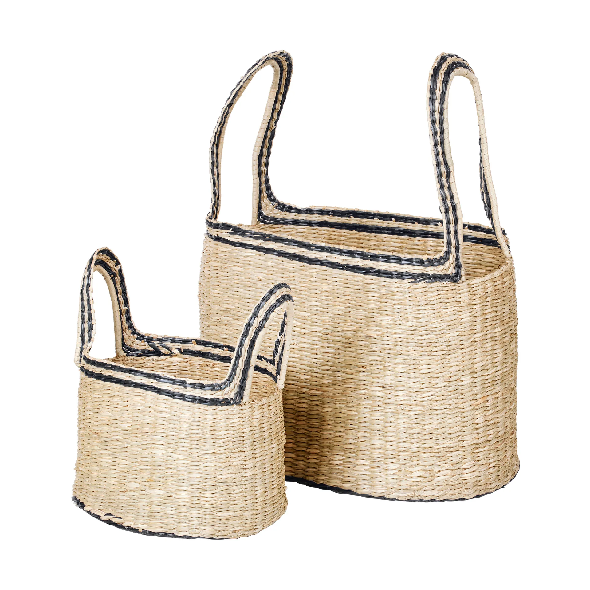 Panier Lykke 2 pièces, Natural-black Broste Copenhagen